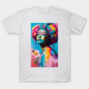 Black Woman With Flowers T-Shirt